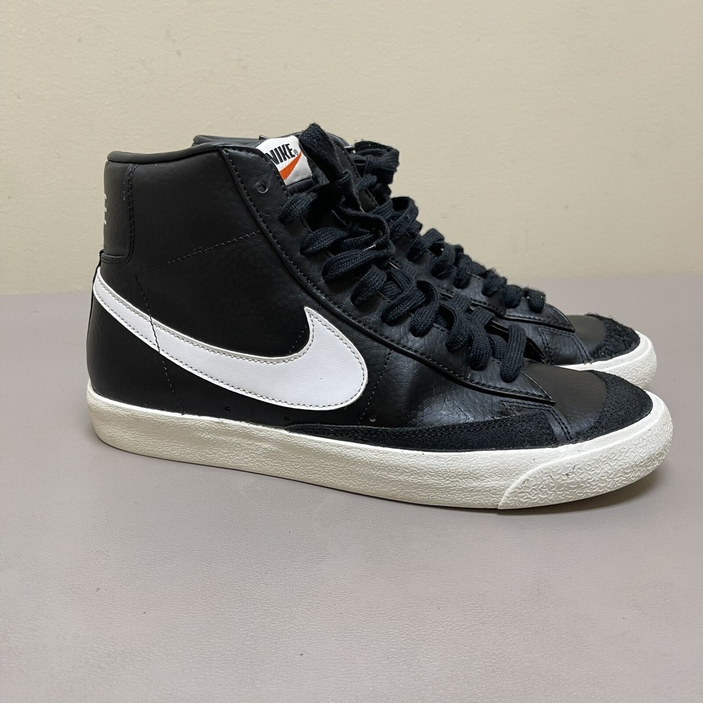 Nike Blazer Mid 77 Sneakers Men 9 Black Sail Leather Shoes BQ6806-002 Skater